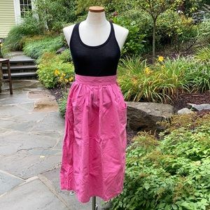 Vintage cotton pink skirt …🦩…big side patch pockets 😃… S